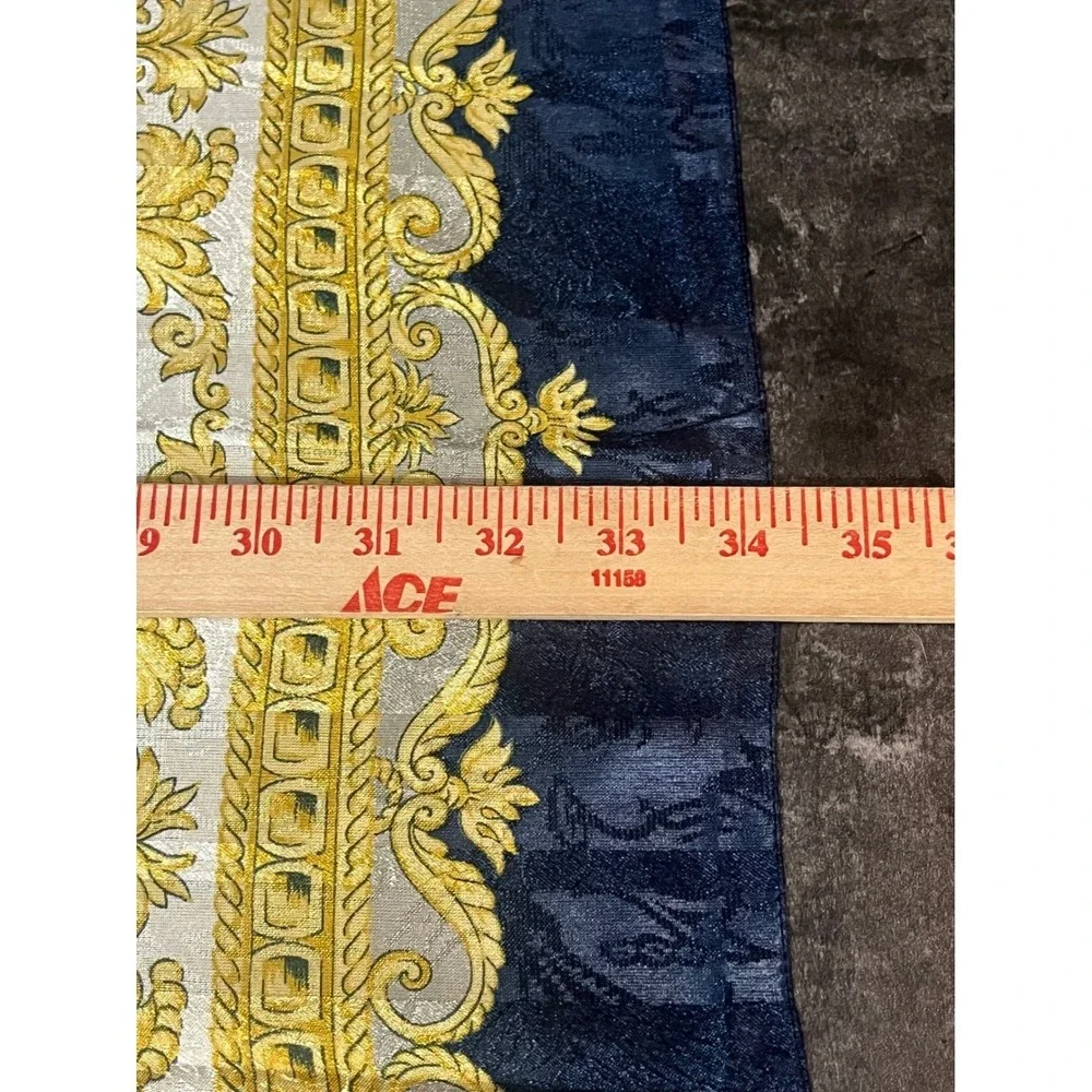 Liz Claiborne Made In Italy Scarf Baroque Gold Navy Blue Luxury Accessory